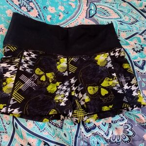 Skull Patterned Black and Yellow CVG Shorts